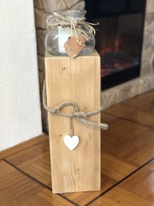 Holz Stele Holzstele Holz Deko Windlicht Eingang Haustür alter Holzbalken - Bild 1 von 4