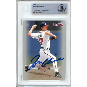 1997 Leaf Baseball #40 Tom Glavine Signed Card AUTO Beckett Slab Atlanta Braves - Picture 1 of 5