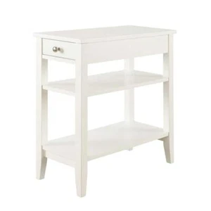 Convenience End Table 23.5"L x 24"H W/ Drawer + Shelves Wood Rectangle White - Picture 1 of 3
