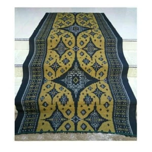 Hand Woven Blanket Endek Premium Motif Indonesian Culture 105x220 cm - Yellow - Picture 1 of 4