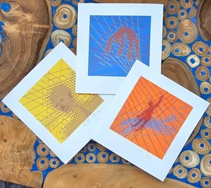 Winfred J.F. Wagner 3 litografías vintage arte abstracto Lufthansa firmado a mano NUEVO - Imagen 1 de 7