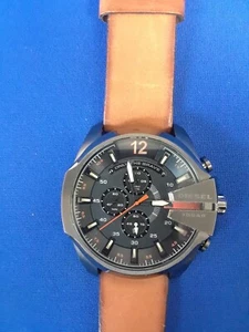 Diesel DZ4343 Mega Chief Gunmetal, Black and Brown Leather Chrono Mens Watch - Picture 1 of 7
