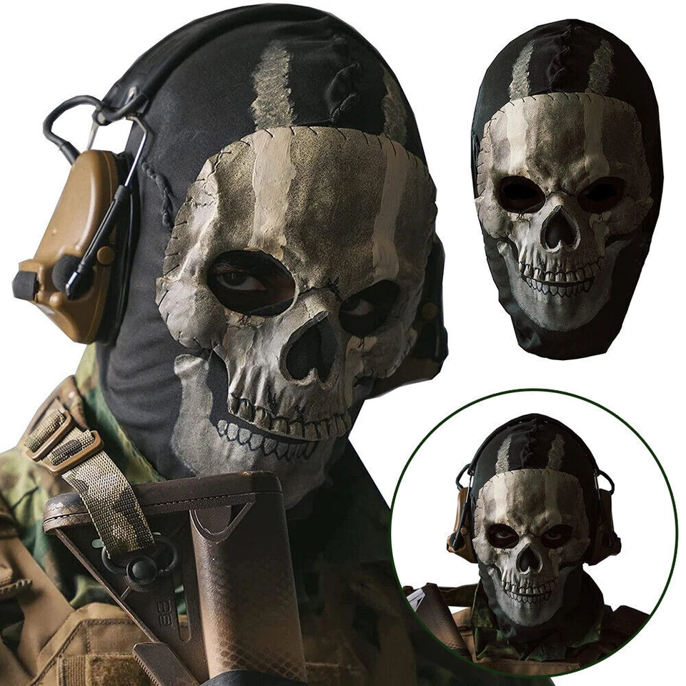 Call of Duty Ghost Mask Adult Balaclava Hat + Skull Face Mask Cosplay Costume - Image 1 of 4