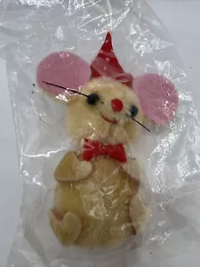 Vintage NOS verriegelte Maus mit rotem Hut Weihnachtsschmuck OVP - Bild 1 von 4
