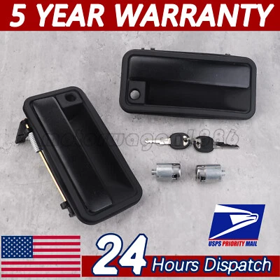 Front Black Exterior Outside Door Handle with Lock Cylinder Kit Set For CK Truck - Image 1 of 4