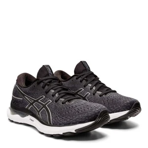 Asics Gel Nimbus 24 Women's Running Trainers Shoes 1012B201-001 Black Silver - Picture 1 of 5