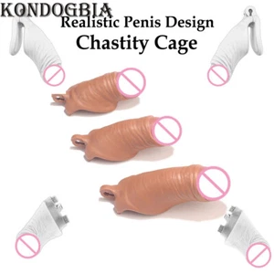 Dispositivo de jaula de castidad ligero masculino con bloqueo de 4 anillos de tamaño para impresión 3D - Imagen 1 de 24