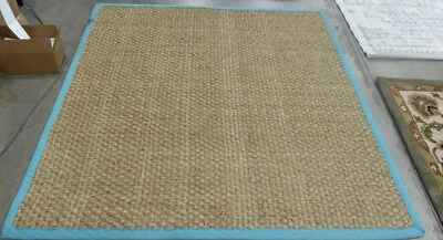 NATURAL / TEAL 6' X 6' Binding Stain Rug Reduced Price 1172607282 NF114R-6SQ - Image 1 of 4