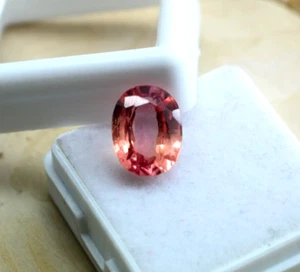 Natural Padaradcha sapphire Gemstone 4.65CT Oval sapphire ring Sapphire earrings - Picture 1 of 8