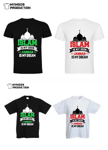 T-SHIRT UNISEXE ISLAM IS MY DEEN JANNAH IS MY DREAM MUSLIM ANNIVERSAIRE CADEAU - Imagen 1 de 5