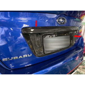 Carbon Rear License Frame Cover +Trunk Lid Garnish Trim For Subaru WRX STI 2017