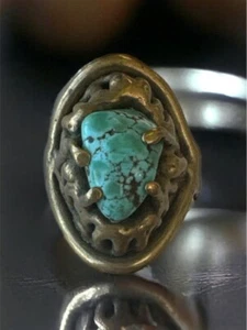 Turquoise ring Gold Toned Coachella Festival Spiritual Healing Crystals Jewelry - Picture 1 of 4