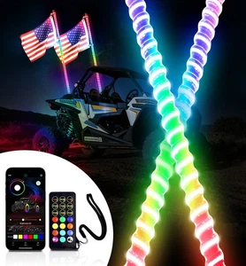 Luces de látigo LED COB para ATV UTV 2 PIES-6 PIES con aplicación y control remoto RGB persecución en espiral - Imagen 1 de 29
