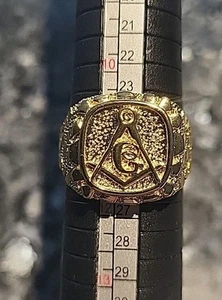 Neu, GRÖSSE 11 HERREN 14KT VERGOLDET FREIMAURER FREIMAURER RING, Trödel Schubladenfund  - Bild 1 von 7