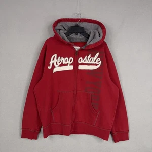 Sudadera con Capucha Aeropostale Para Hombres XL Roja Cremallera Completa Forrada de Vellón Nueva York 1987 Sudadera - Imagen 1 de 13