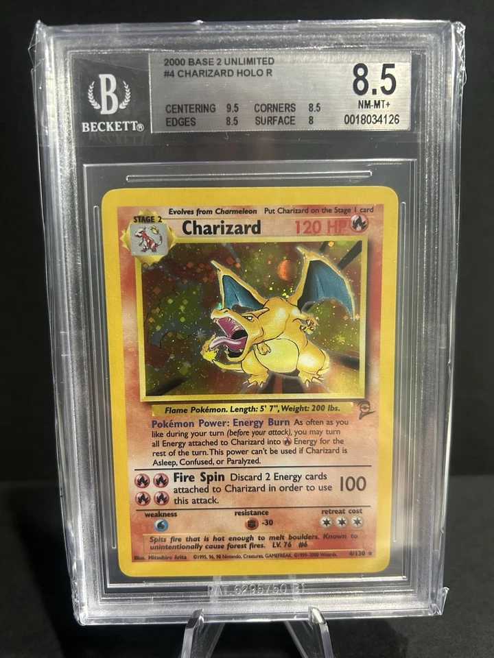Pokémon 2000 Charizard Base Set 2 Unlimited Holo BGS 8.5 - Image 1 of 1