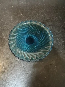 Seltener Baccarat Mid Century Türkis Mini Standfuß Kuchen / Teller Ständer - Bild 1 von 12