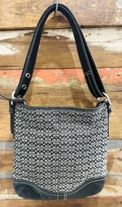 Bolso de mano Coach vintage Soho Hobo F10944 archivo lona firma cuero negro - Imagen 1 de 5