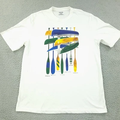 Camisa masculina IZOD 2XLT branca canoa remo gráfico camiseta algodão casual ao ar livre - Imagem 1 de 4