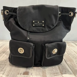 Kate Spade Black Nylon Convertible Large Sling Backpack / Bucket Crossbody Bag - Picture 1 of 9