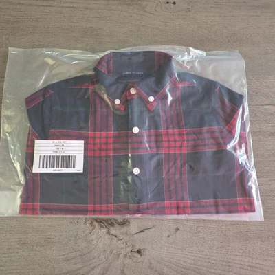 Camisa de franela Janie And Jack Tattersall para niños talla 4 azul marino  Foto 1 de 2