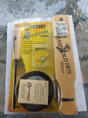 New Turkey HS Hunter Specialties Inc Strut Raspy Old Hen Box Pan Reed Combo Call - Image 1 of 4