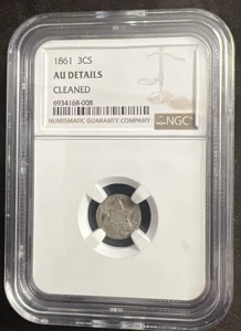 1861 Three Cent Silver- NGC AU Details. Cleaned. Nice - Picture 1 of 4