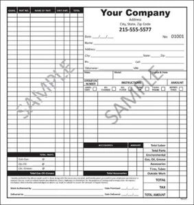 250 Automotive Garage Repair Order / 2 Part Numbered / 8.5 x 9.5 TMG001 - Picture 1 of 1