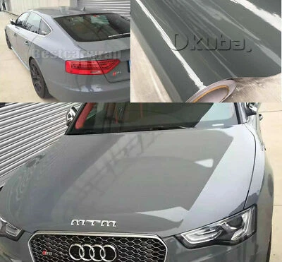 Gray Bright Gloss Vinyl For Whole Car Wrapping Glossy Film Sticker Bubble Free - Image 1 of 4