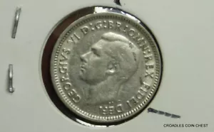 1952 SILVER THREEPENCE PREDECIMAL COIN METAL FLAW DIAGONAL OBVERSE #OAB6 - Picture 1 of 9