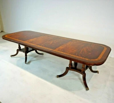 Regency Style Double Pedestal Mahogany Dining Table - Image 1 of 4