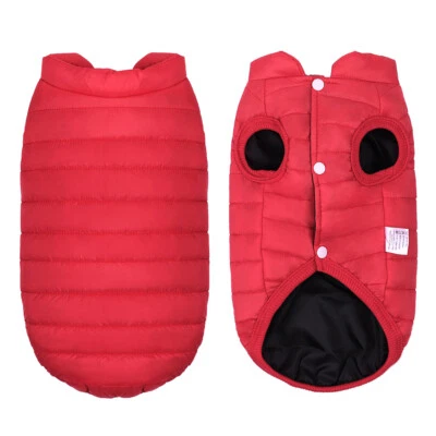 Puffer Dog Jacket Winter Apparel for Small Dogs Warm Padded Vest Red Green XS-XL - Image 1 of 4