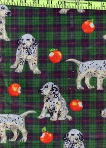 Green Navy Dalmation Dog Plaid Pinwale Corduroy  Children's Sewing Fabric 2 Yds! - Picture 1 of 1