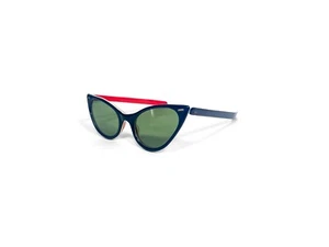 Vintage 1950s Red White & Blue Cat Eye Sunglasses Green Lens 48-20 - Picture 1 of 4