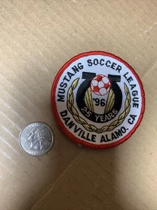 Vtg 1996 25 Years Mustang Soccer League Danville Alamo CA California logo PATCH - Imagen 1 de 5