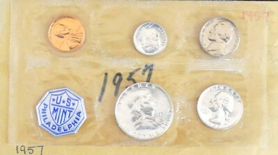1957 SILVER PROOF SET IN ORIGINAL PLASTIC MISSING ENVELOPE  - Image 1 of 2