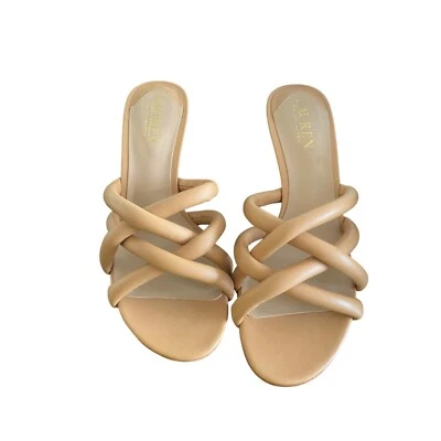 LAUREN Ralph Lauren Women’s Liliana Sandal Buff NIB Size 7B - Imagem 1 de 4