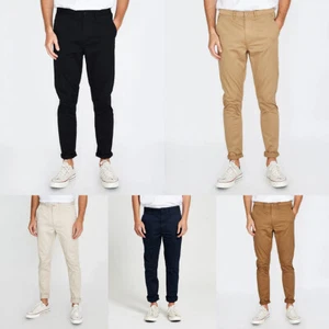 Men's Cotton Chino Stretch Slim Fit Pants Skinny Casual Buniness Skinny Trousers - Picture 1 of 12