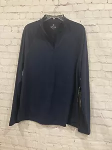 G/FORE camicia golf uomo piccola 1/4 quarto zip blu manica lunga nuova con etichetta G4Ma23K123O - Foto 1 di 11