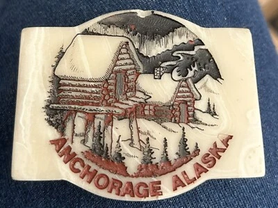 Árboles de cabina con hebilla de cinturón Alaska de anclaje vintage grabados Foto 1 de 3