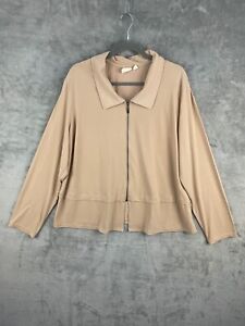 Truth + Style Jacket XL Tan Cropped Matte Jersey Zip Front
