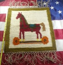 AUTHENTIC CEPELIA POLISH KILIM TAPESTRY HOBBY HORSE PATTERN TAGS ATTACHED!!!