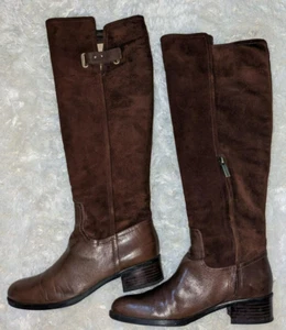 CIRCA Joan David brown suede and leather riding boots women's size 7-1/2M - Picture 1 of 12