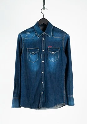 Camisa Azul Denim Original Dsquared2 Hombre Talla 46 S H4769 Foto 1 de 4