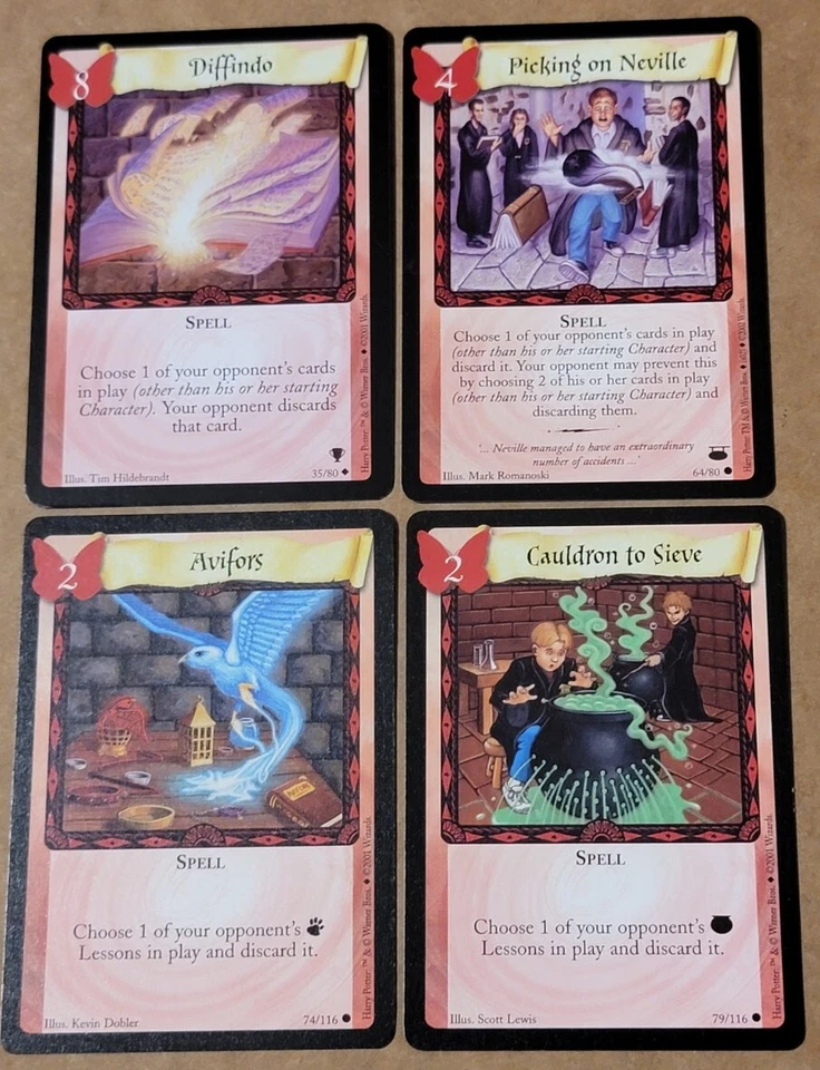Harry Potter TCG Lot 4 Diffindo Picking Necille Avifors Cauldron to Sieve Spell - Image 1 of 4