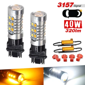 2x 3157 LED Switchback Blanco/Ámbar DRL Señal de Giro Lámpara Bombillas + 2 Resistencias - Imagen 1 de 8