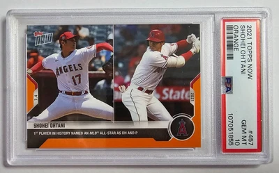 2021 Topps Now #457 Shohei Ohtani Orange Parallel Card PSA 10 Gem Mint #d 5/5 - Image 1 of 3