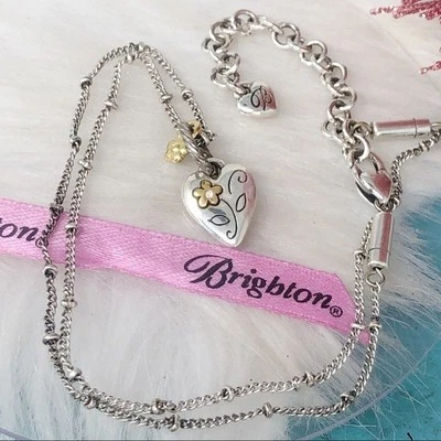 Brighton Flower Always in My Heart Charm Pendant Silver Gold Plate Necklace - Image 1 of 3