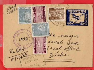 Bangladesh Bird 50 Sobre Mejorado Cubierta Registrada 3 Taka Rate 1985 Foto 1 de 2