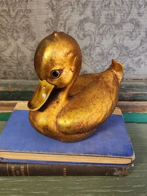 Vintage Anthony Freeman Gold Gilt Duck Figurine Mallard Signed - Image 1 of 4